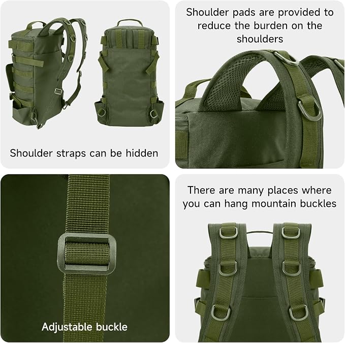 KOMCLUB Dark Green Fishing Sling Tackle Storage Backpack, Lightweight‌ | Water-Resistant Outdoor Gear Bag, Stores Fishing Equipment, Ideal for Short Trips