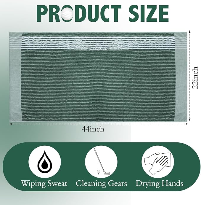 Buryeah Golf Towel 22 x 44 Inch Cotton Golf Caddy Towel Camping Large for Caddies Golfers Tour Players Club with Stripe