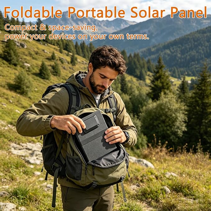 45W Solar Panel Portable Foldable Solar Panel Charger Lightweight with DC 18V,USB C & USB A,25% High Efficiency,IP67 Waterproof,for Camping,Backpacking,Hiking,RV,Off-Grid,Cell Phones,Power Bank