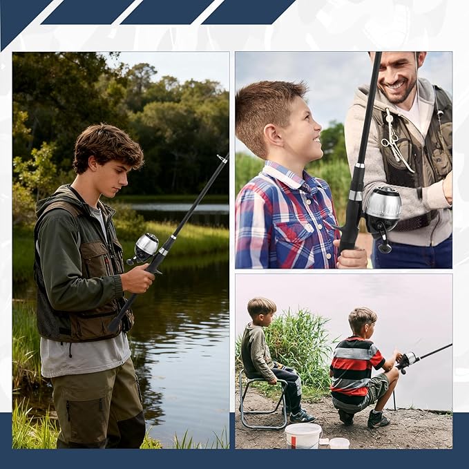 WIDDEN Kids Fishing Pole, Youth Fishing Rod and Reel Combo - Telescopic Portable Fishing Pole with Tackle Box Bag Starter Anglers Set, Fishing Gear Kit for Boys Girls Teens Age 5-18 and Beginners