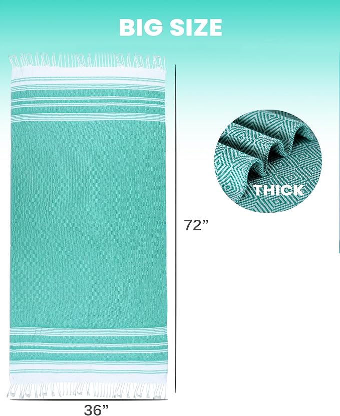 Antfuny 2 Packs Turkish Beach Towels Quick Dry Sand Free Soft Absorbent Extra Large XL Big Blanket Adult Oversized Bath Pool Swim Towel Lightweight Thin Fast Drying Sandless Compact No Sand Packabl