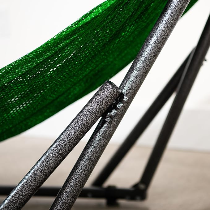 Best Home Fashion Portable Hammock with Collapsible Steel Stand, 450 lbs Capacity, No Tools Assembly, Carrying Bag Included, Perfect for Indoor Outdoor Backyard Patio Camping Beach, Green