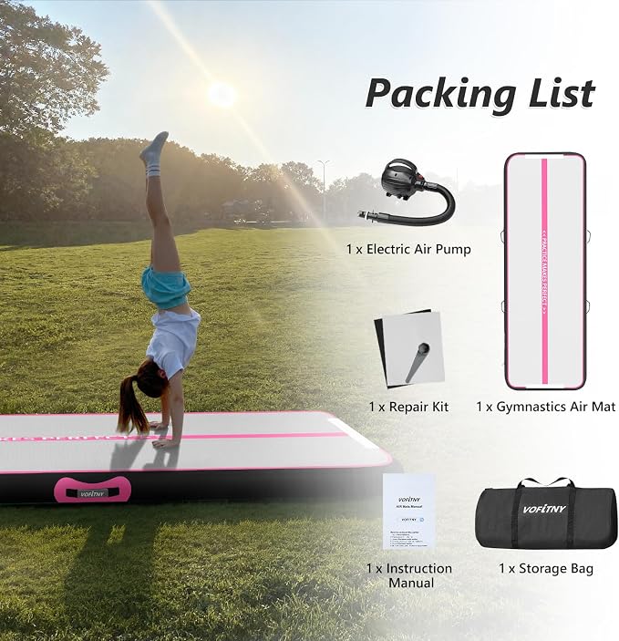 VOFiTNY All Purpose Gymnastics Mat 6.6/10/13/16/20 ft Sturdy Inflatable Tumble Track for Home/Gym