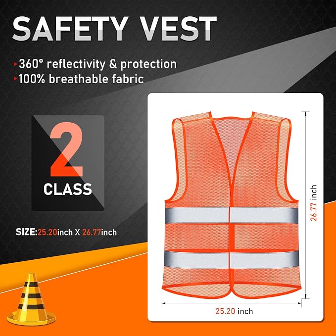 Unittype Reflective Safety Vests Hi Vis Work Vest Mesh High Visibility Silver Strip Adjustable Size for Men Women Outdoor
