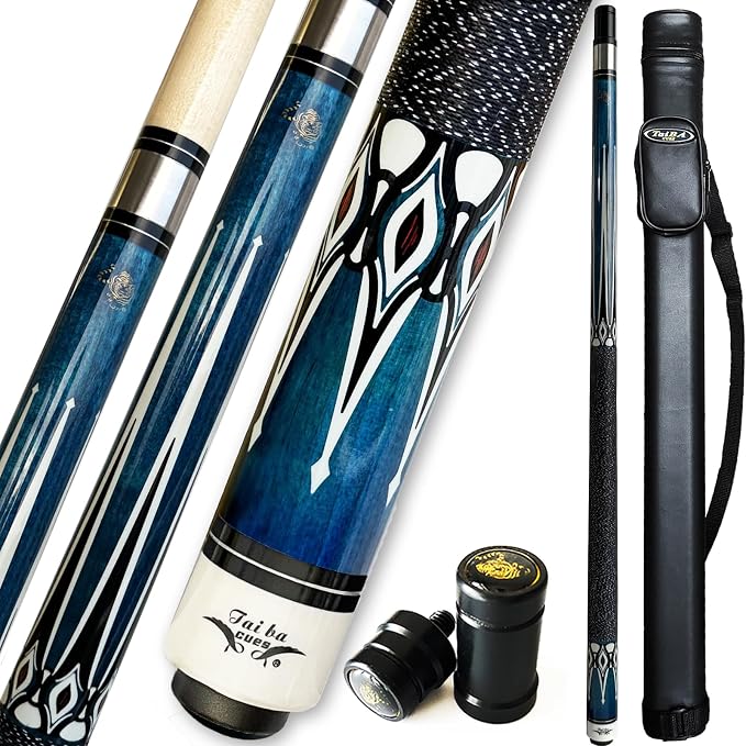 Tai ba cues Pool cue Stick, 13mm Multilayer Leather Tip, 58", Linen Wrap, Hardwood Canadian Maple Professional Billiard Pool Cue Stick 19-21 Oz (Selectable)