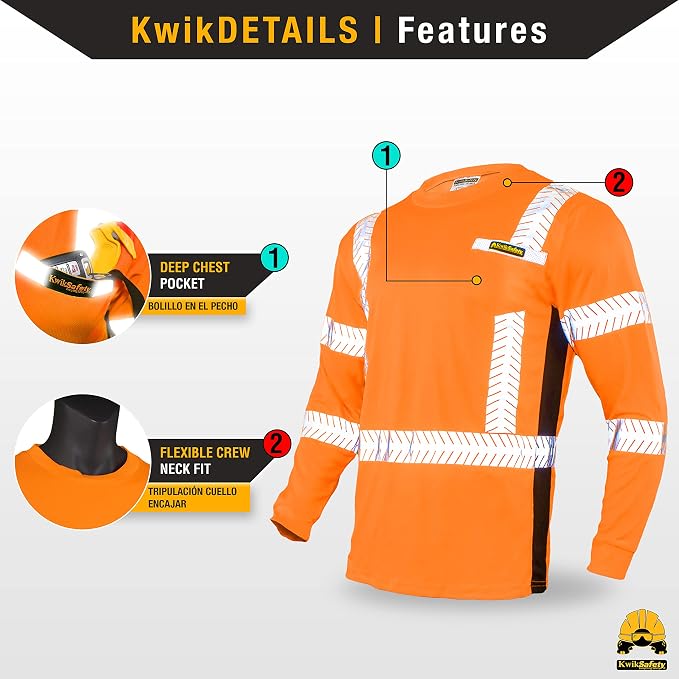 KwikSafety - Charlotte, NC - Limited Edition Long Sleeve Safety Shirts [Deluxe Fishbone Tape] Class 3 ANSI OSHA Compliant