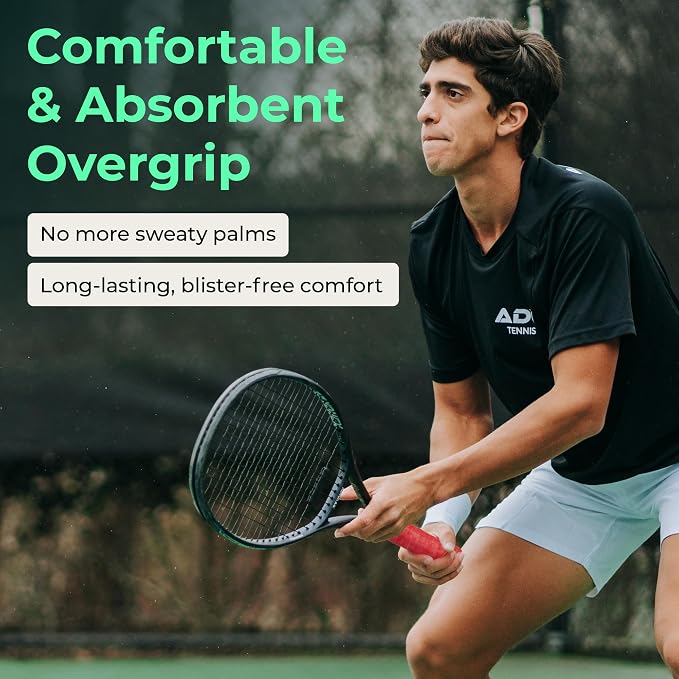 ADV Dry Tennis Overgrip Tape - 3, 6, 12, 30, 60 Pack - FeltTac Tennis Racket Grip Tape - Ultra Absorbent Tennis Grip Tape - Comfort Tennis Racket Grips - Tennis Grips Overgrip