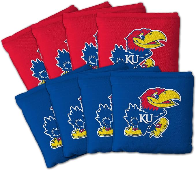 YouTheFan Officially-Licensed NCAA Set of 8 Cornhole Bags - All Weather Dual Sided Slide & Stop - Regulation Size with Carry case