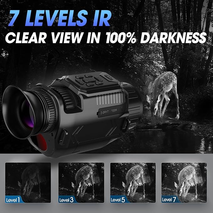 4K Night Vision Monoculars, Night Vision for Adults with WiFi, Infrared Monocular Inculde Upgrade Macro Lens Attachment, 68MP Image, 28X Digital Zoom 3600mAh Rechargeable Battery Black