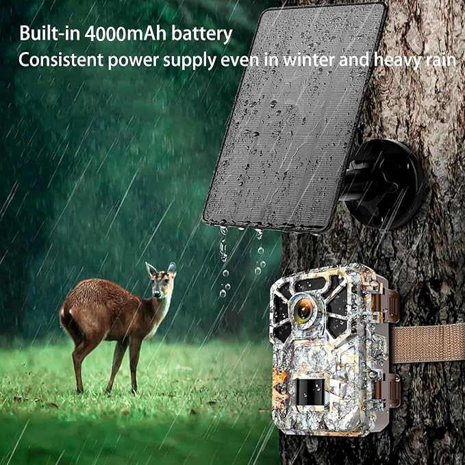 Updated Version 2Pack Trail Cameras Solar Panel 12V/1A 6V/1.5A with Build-in 4000mAh Rechargeable Lithium Battery IP66 Waterproof Hunting Accessory Compatible with Hunting Game Cameras or Deer Feeder