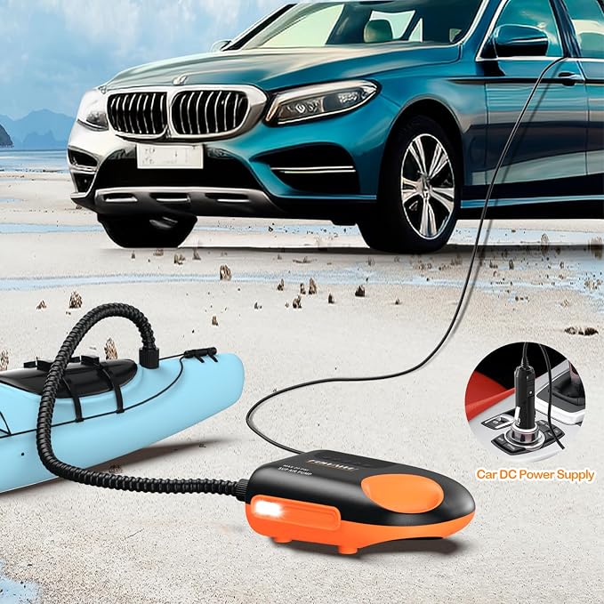 FOWAWU Paddleboard Pump, Sup Pump Electric DC 12V Car Connector, Paddle Board Pump Intelligent Dual Stage Inflation & Deflation
