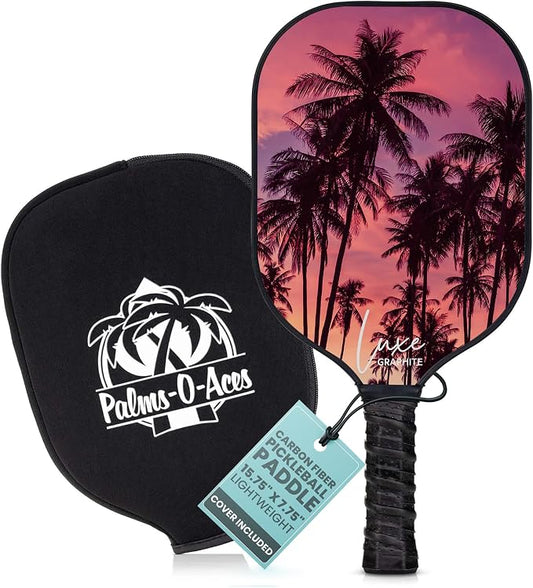 Palms-O-Aces Carbon Fiber Pickleball Paddle – USAPA Approved 16mm T700 Graphite Paddle with Textured Spin Surface | Lightweight Carbon Fiber Pickleball Paddles & Racket | Includes Paddle Cover