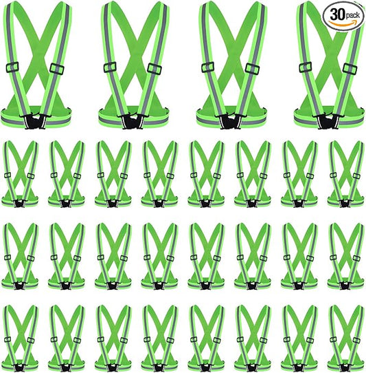 Hercicy 30 Pcs Green Reflective Vest High Visibility Safety Vest Adjustable Straps for Job Site Crew Construction Traffic Control Warehouse Use (Green)