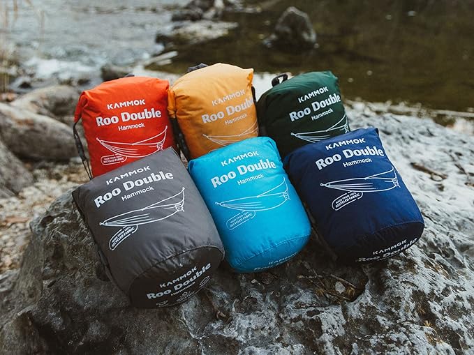 KAMMOK: Roo Double Hammock | Made from Strong & 100% Recycled Water Resistant Ripstop Fabric | Comfortable, Packable, Lightweight (Lifetime Adventure Grade Warranty), Sunflower Gold