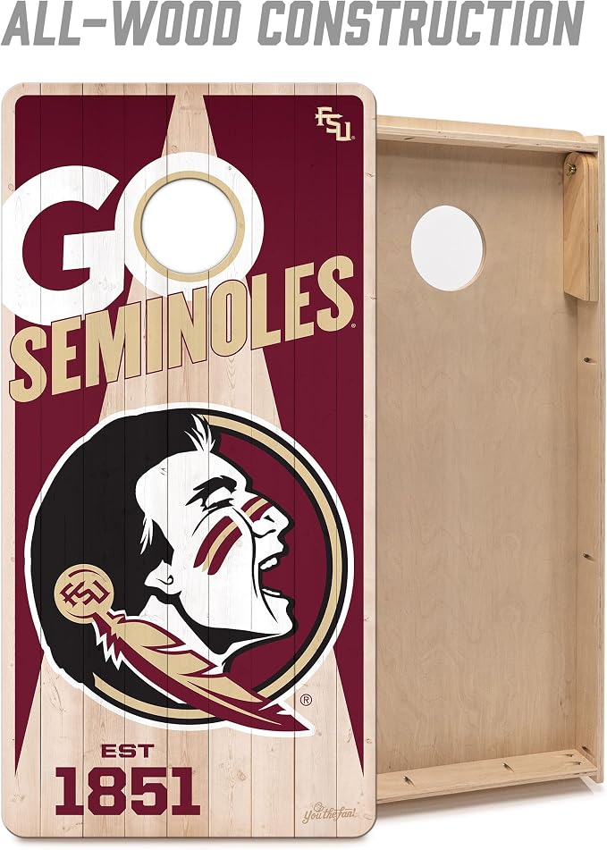 YouTheFan NCAA 2’ x 4’ Professional Wood Cornhole Game