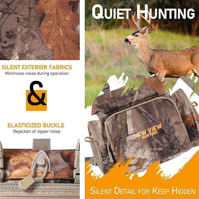 NEW VIEW Silent Hunting Binocular Harness Chest Pack with Rangefinder Pouch & Rain Cover, Stealth Bino Harness for Hunting, Fits Most Binoculars up to 10×56