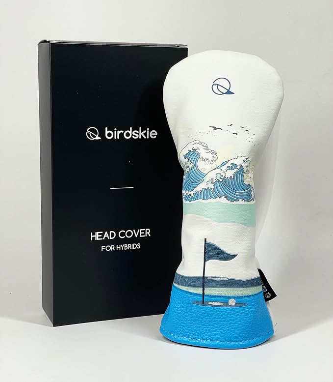 Golf Headcover for Hybrids and Fairway Woods Premium Leather Head Cover. Digitally Printed and Embroidered Design.