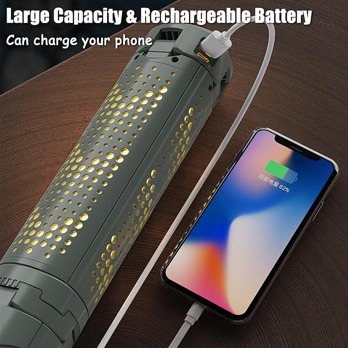 Rechargeable Camping Lights with Stand - Telescopic Cordless Work Lights with 3 LED Lamp Heads, Dimmable Emergency Tripod Flashlight, Portable Outdoor Lantern for Garage Power Outages Fishing
