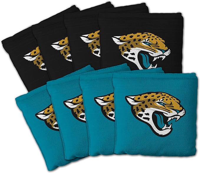 YouTheFan Officially-licensed NFL Set of 8 Cornhole Bags - All Weather Dual Sided Slide & Stop - regulation size