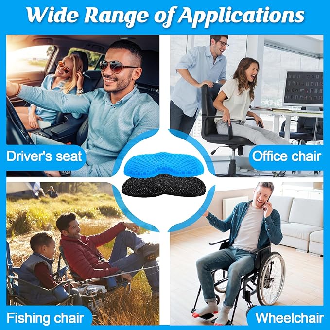 Anti Slip Kayak Seat Cushion-Thick Breathable Comfortable Waterproof-Gel U Shape Seats Pad with Non-Slip Cover, Lifetime Kayak Seat for Sit in Inflatable Kayaks Canoe Boat Accessories, 2 Pcs