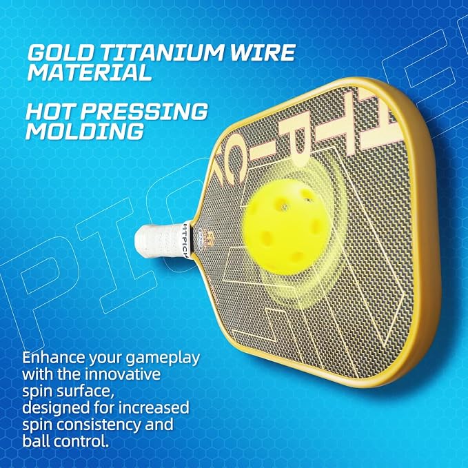 Pickleball Paddles, Carbon Fiber Pickleball Paddle High Grit & Spin with PP Honeycomb Core 16mm Thickness and Thermoformed Elongated Shape, Increased Power for Ultimate Spin & Consistency