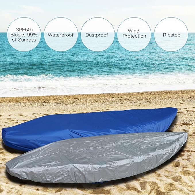 420D Durable 2.6m-6m/7.8-18ft,7 Sizes, 9 Color Durable Kayak Cover Canoe Cockpit Dust Cover, Waterproof UV Sunblock Shield Protector for Fishing Boat,Kayak,Canoe,Paddle Board