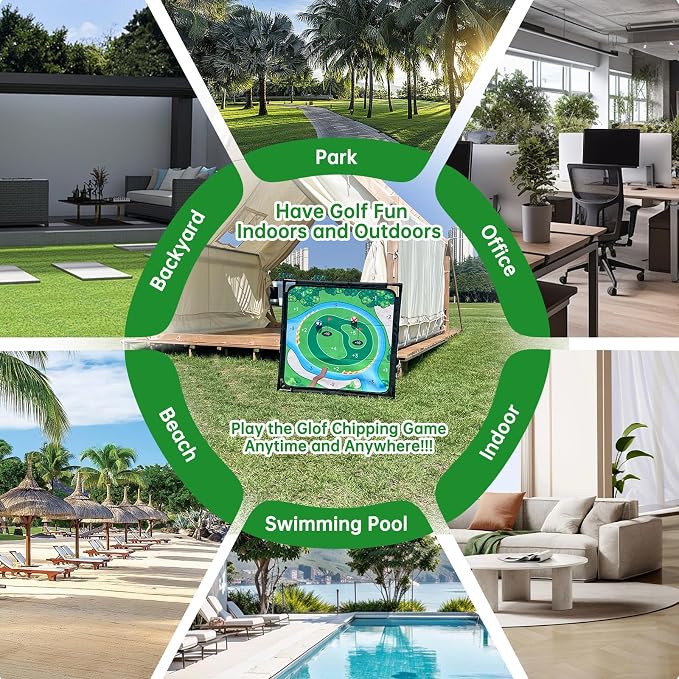Golf Chipping Game - Portable Golf Practice Set for Indoor & Outdoor Lawn Play! Enjoy Backyard, Beach & Office Parties - Fantastic Golf Gifts for Men+ 2Golf Clubs-2 Pack
