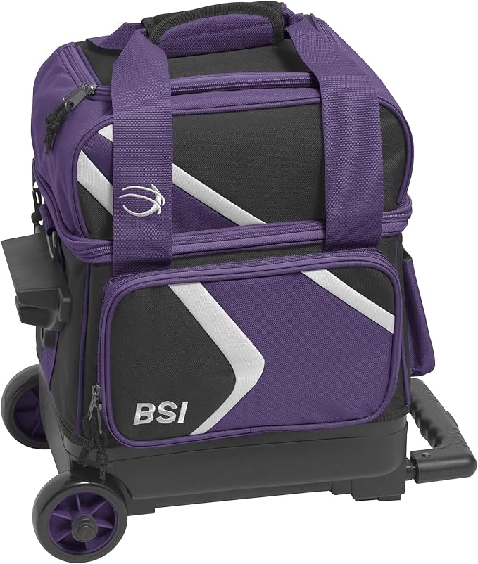 BSI Dash Roller Bowling Bag with Smooth Rolling Wheels, Padded Ball Compartment, Retractable Locking Handle, & Shoe Pocket