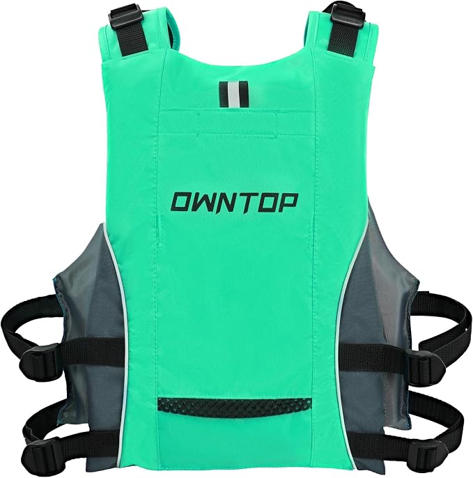 Owntop Swim Jacket Adult Youth | Hydration Pack | Dual Mesh Pockets | Attached Whistle | Ultra-Thin for Freer Movement | Kayak, Boating, Fishing, All Watersports