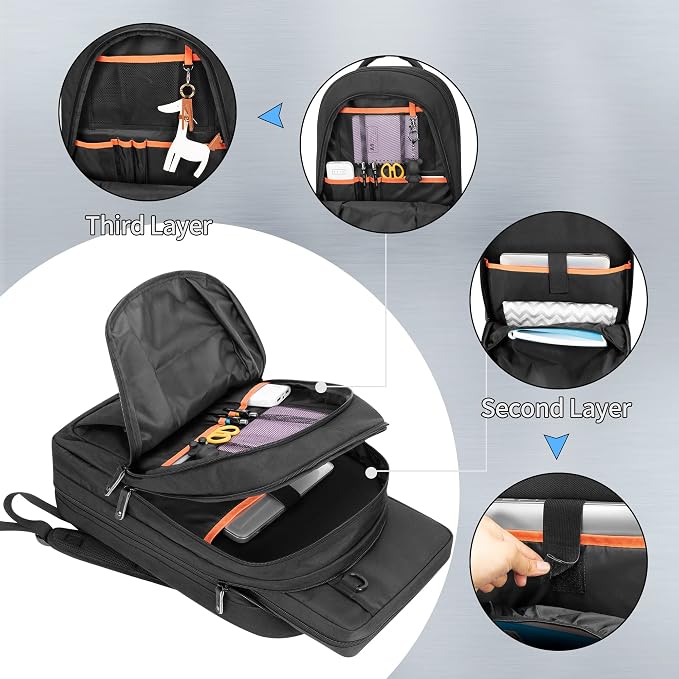 samdew Three-layer Chef Backpack with Knife Bag, Professional Knife Backpack & Chef Bag with 12 + 23 Slots & Multiple Pockets, Chef Knife Carrying Case Roll for Kitchen Utensils (Knife Not Included)