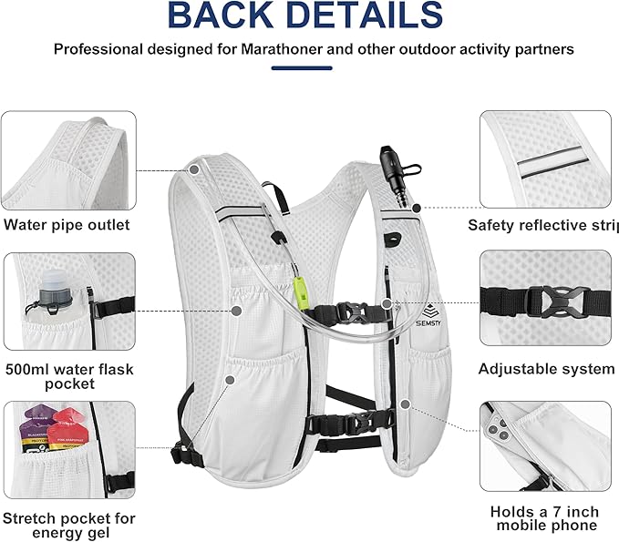 Running Hydration Vest 5L,Running Vest Pack with 1.5L Water Bladder,Lightweight Water Backpack for Hiking Running Cycling