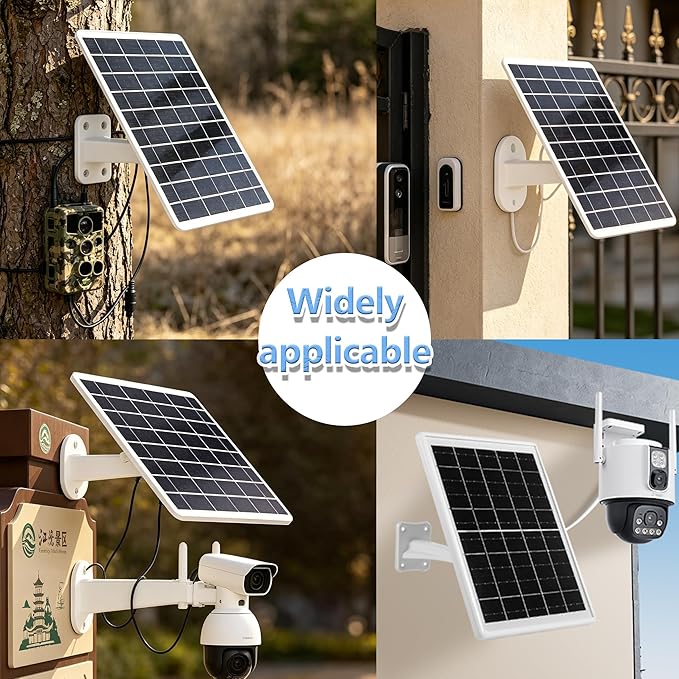 8W Solar Panel with 12000mAh Battery, 5V/12V USB C & DC Dual Output, IP65 Waterproof Solar Charger, Solar Panel for Security Camera, Trail Camera, Video Doorbell