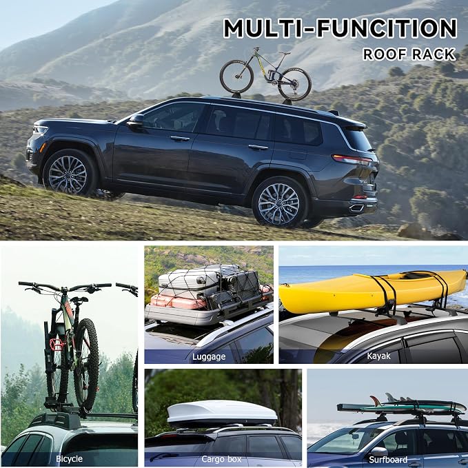Roof Rack Cross Bars Compatible with 2011-2021 Grand Cherokee with Grooved Side Rails, Luggage Carrier CrossBars for Rooftop Cargo Luggage Kayak Bicycles Canoe with Grooved Side Rails