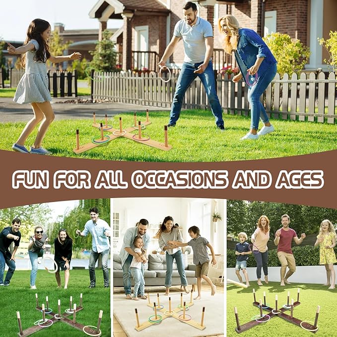 Westant Ring Toss Game Outdoor - 33" Extra Large Outdoor Games for Adults and Family, Beechwood Giant Backyard Games, Ring Toss Game for Adults and Kids with 30 Rings & Carrying Bag