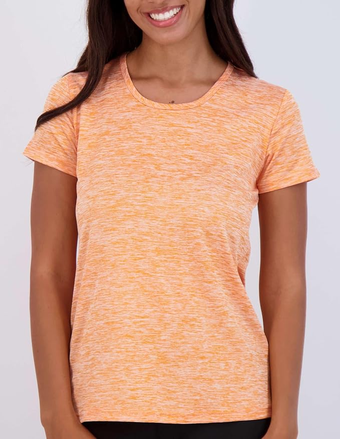 Real Essentials 5 Pack: Women's Short Sleeve T-Shirts Workout Tops Fitness Pilates Gym Activewear Athletic (Plus Available)