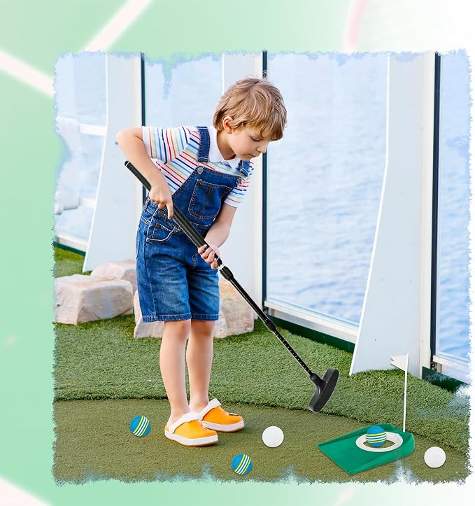3 Pack Adjustable Golf Putter Set Mini Golf Club Putter Right or Left Handed Two-Way with 6 Golf Training Balls 6 Practice Foam Balls 3 Flag Cup for Kids Teenagers Men Women