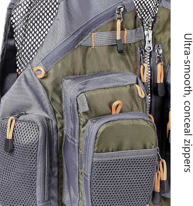 BASSDASH Strap Fishing Vest Adjustable for Men and Women, for Fly Bass Fishing and Outdoor Activities
