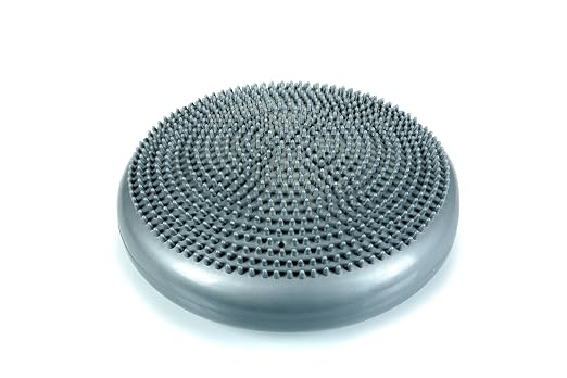 CanDo Inflatable Balance Disc for Balance Training, Proprioception, Strengthening Lower Extremities, Posture, Back Pain, Stress Relief, Restlessness and Anxiety. Silver, 14” Diameter (Pack of 5)