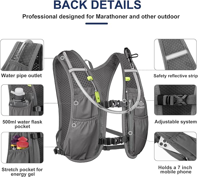 Running Hydration Vest 5L,Running Vest Pack with 1.5L Water Bladder,Lightweight Water Backpack for Hiking Running Cycling