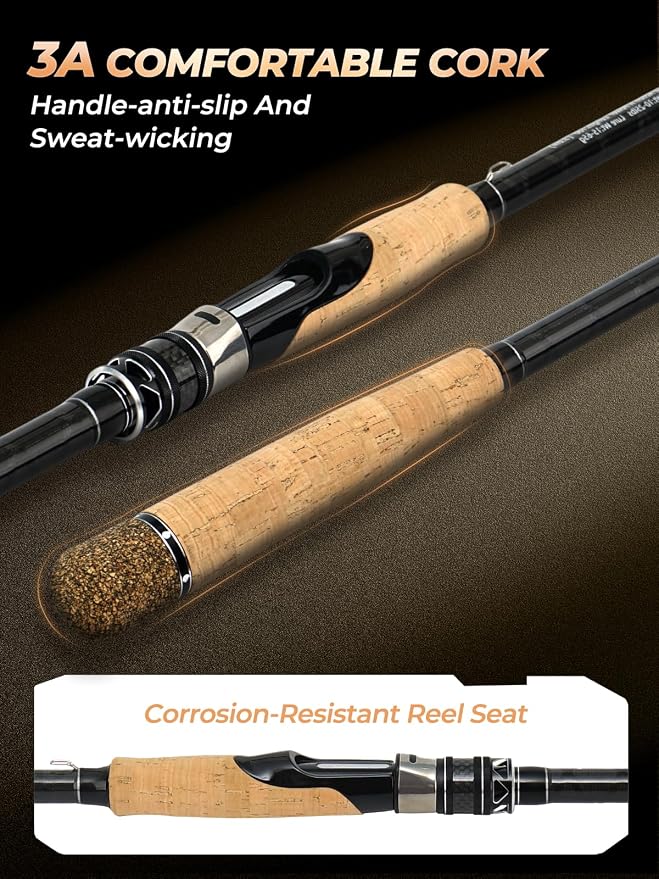 Jenseits Carbon Fiber Fishing Rod Series (6-12 Ft), Spinning & Casting Rods with Stainless Steel Ceramic Guides, Fast Action Fishing Pole for Bass, Trout, Walleye & Surf Fishing