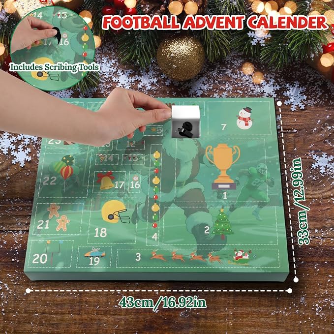 Football Advent Calendar,Christmas Stocking Stuffers White Elephant Gifts,Christmas Countdown Rugby Advent Calendar Football Party Favor Set for Lover Man Xmas Gifts