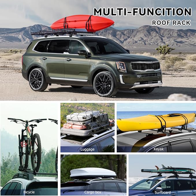 FLYCLE 300Lbs Roof Rack Cross Bars Compatible with KIA Telluride 2019-2026 S SX SX-P EX, Lockable Cross Bars Roof Rack Cargo Bars for Luggage Kayak Bikes Canoe Ski Snowboard