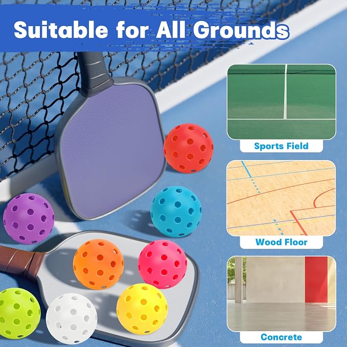 SAYAYA 24/50 Pack Outdoor Pickleball Balls Premium High Visibility Pickleballs Stable Flight & Consistent Bounce 40 Holes Pickle Balls with Mesh Bag for Beginners, Tournaments, Family & Outdoor Play