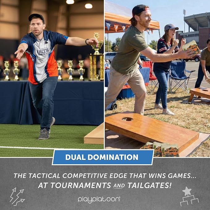 Play Platoon Cornhole Bags Set of 8 Regulation Professional Corn Hole Bean Bags ACO Approved, Competition Weight, Slick and Stick