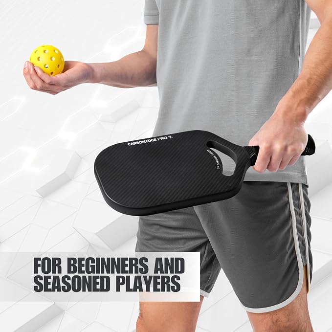 3K Carbon Fiber Pickleball Paddle Racket, with Breathable Grip, 19mm Polypropylene Honeycomb Core, Balanced Power and Spin Training & Recreational Paddle