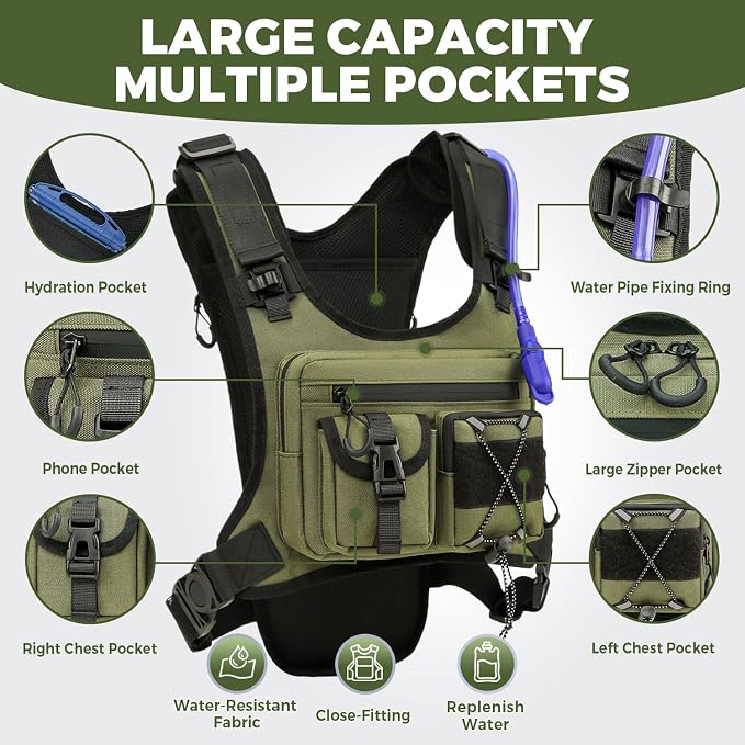 Criuage USA Patent Running Hydration Vest Backpack, Lightweight Chest Pack with 2.0L Water Bladder Bag Daypack for Hiking Running Cycling Race Marathon for Women Men