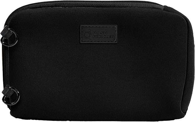 Posh Pickler Clip-On Expandable Neoprene Pouch with Zipper, Weather-Resistant Design, Secure Storage for Keys, Card, Compatible with Crossbody Paddle Cover & Strap, pickleball gifts 7.7" L x 5" W