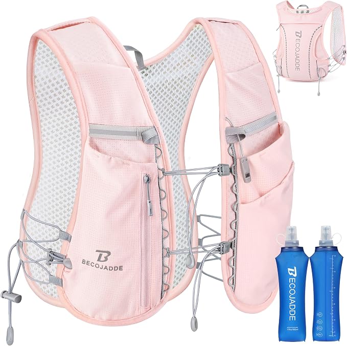 BECOJADDE 5L Running Vest for Women, Hydration Backpack Lightweight & Breathable for Trail Running, Marathon, Hiking, Cycling