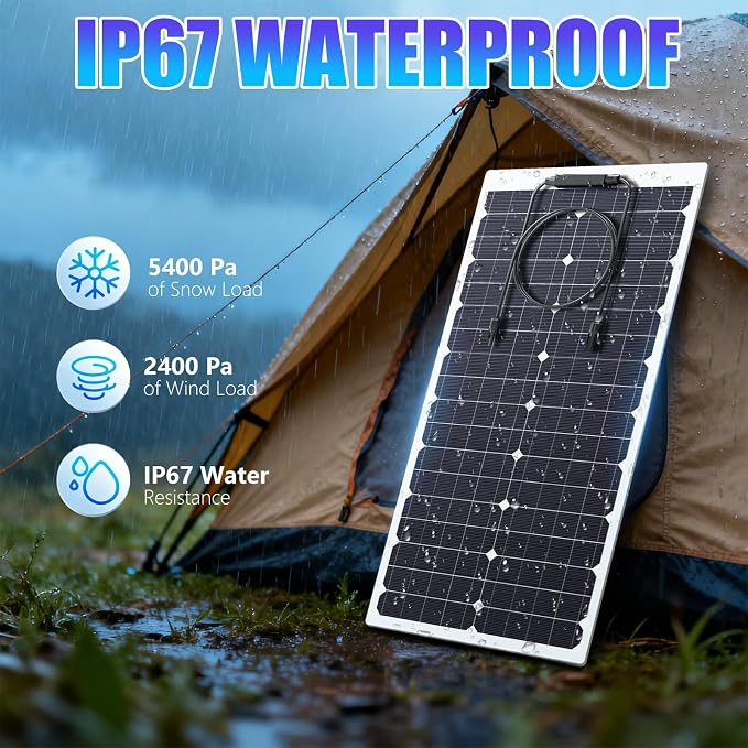 KEPEAK 35W Flexible Solar Panel Monocrystalline, Lightweight Semi-Flexible Solar Charger & MC4 for 12V Battery, RV Marine Boat Camper Van Trailer Off-Grid Power