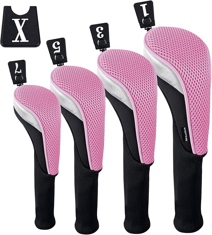 Andux 4pcs/Set Mesh Golf 460cc Driver Fairway Wood Club Head Covers Long Neck with No. Tags